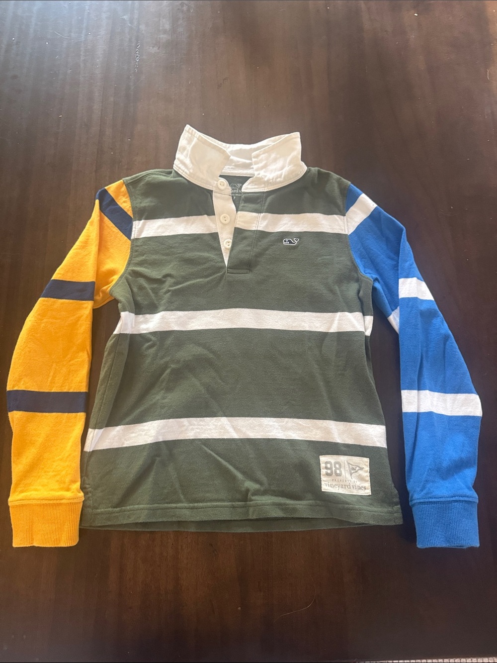 Vineyard Vines Kids Colorblock Rugby Shirt - Olive, Yellow & Blue